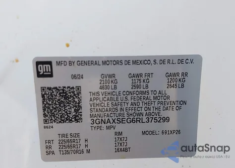 2024 Chevrolet Equinox Awd Ls from USA, damaged, VIN 3GNAXSEG6RL375299